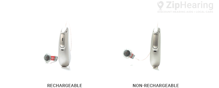 Rechargeable hearing aid vs disposable battery size difference