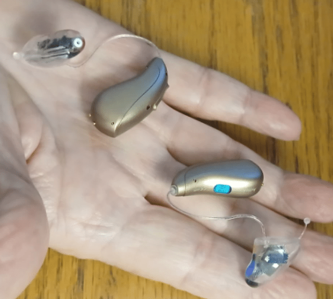 Picture of phonak hearing aids with custom ear molds